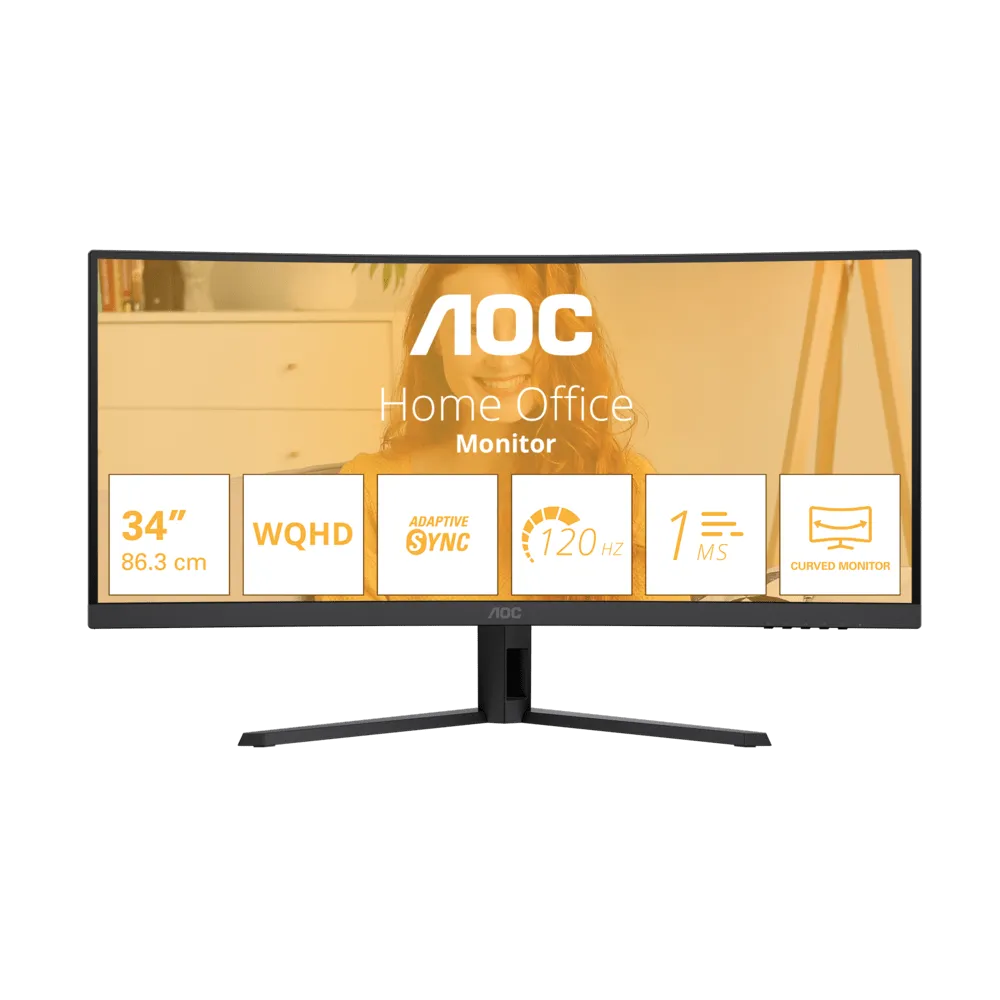 Монитор 34" AOC CU34B3E/01 VA 3440x1440 120Hz 1500R 4ms 300cd/m2 3500:1 1xHDMI 1xDP 1хAudio out — фото 2