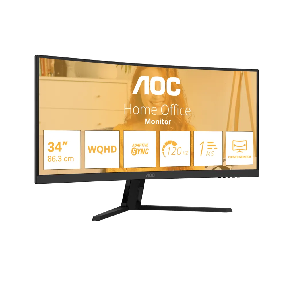 Монитор 34" AOC CU34B3E/01 VA 3440x1440 120Hz 1500R 4ms 300cd/m2 3500:1 1xHDMI 1xDP 1хAudio out — фото 3