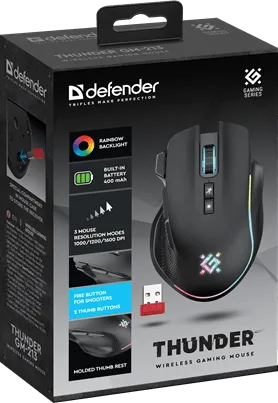 Мышь игровая беспроводная Defender Thunder GM-213 черный — фото 6