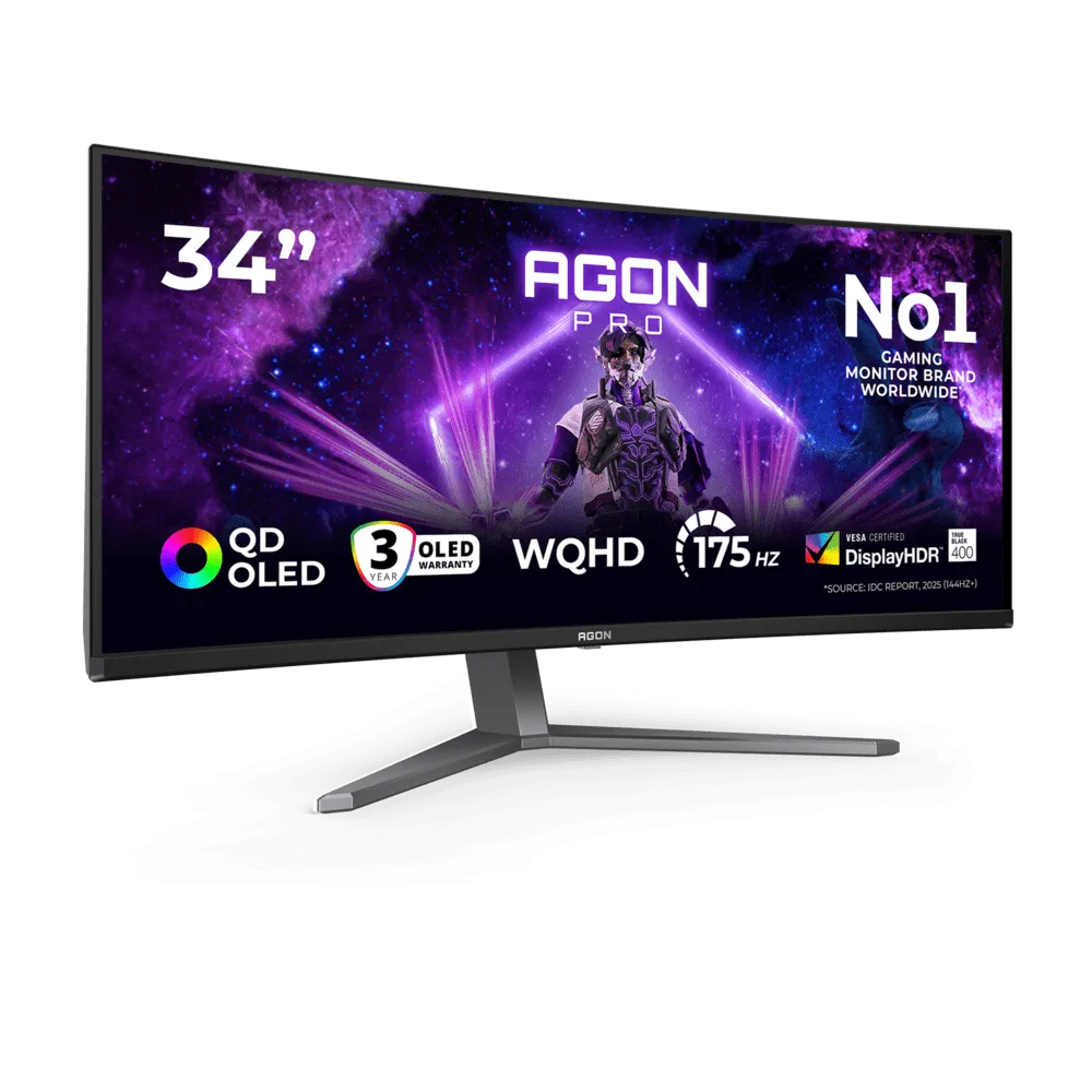 Монитор Игровой 34" AOC AG346UCD QD-OLED 3440x1440 175Hz 0.03ms 1000cd/m2 1,5M:1 2xHDMI 1xDP 2x8W