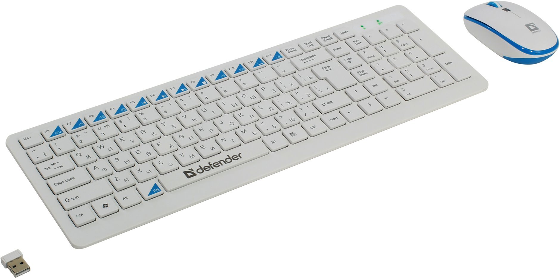 Беспроводной Комплект, Клавиатура + Мышь, Defender Skyline 895 Nano (Белый), USB 2.4ГГц