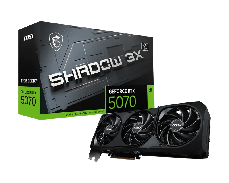 Видеокарта MSI GeForce RTX 5070 12G SHADOW 3X, 12Gb GDDR7 192-bit 1xHDMI 3xDP G5070-12S3