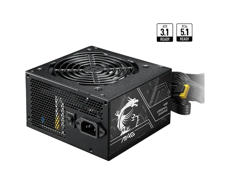 Блок питания MSI  750W, MAG A750BN PCIE5 II, Non Modular, ATX, 80+ BRONZE, >85%, Fan 120mm, Черный — фото 2