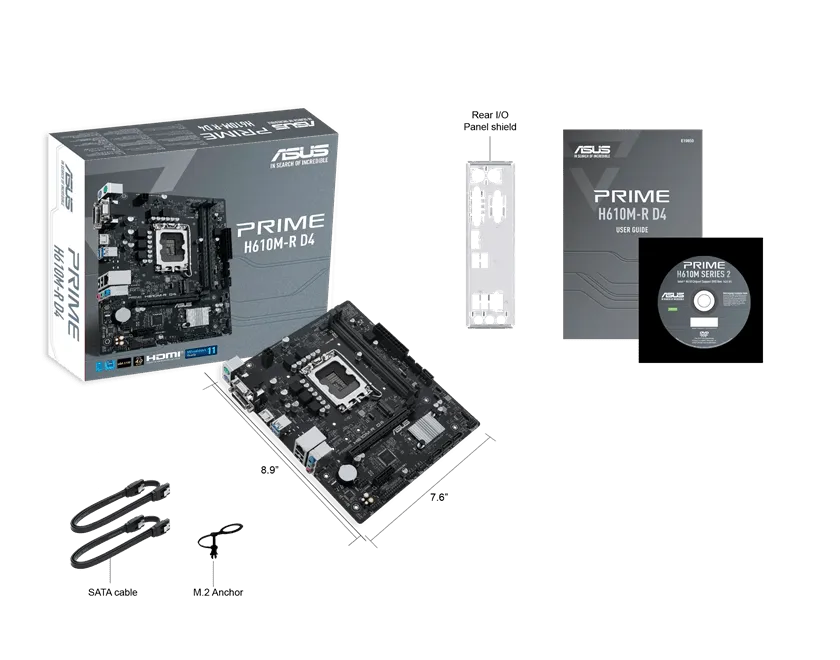 Материнская плата ASUS PRIME  H610M-R D4-SI, LGA1700 2xDDR4 4xSATA3 M.2 1xD-Sub 1xDVI 1xHDMI mATX — фото 7