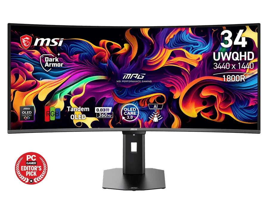 Монитор 34" MSI MPG 341CQR QD-OLED X36 3440x1440 360Hz 0.03ms 1300cd/m2 1.5M:1 2xHDMI 1xDP 1xType-C