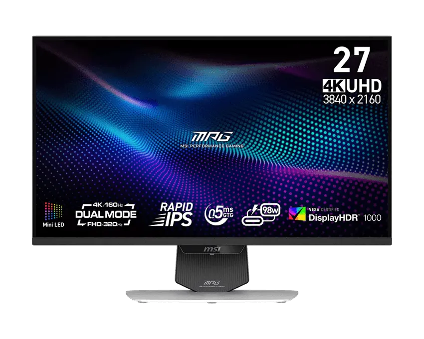 Монитор 27" MSI MPG 274URDFW E16M Rapid IPS 3840x2160 320/160Hz 0.5ms 1000cd/m2 1000:1 2xHDMI 1xDP
