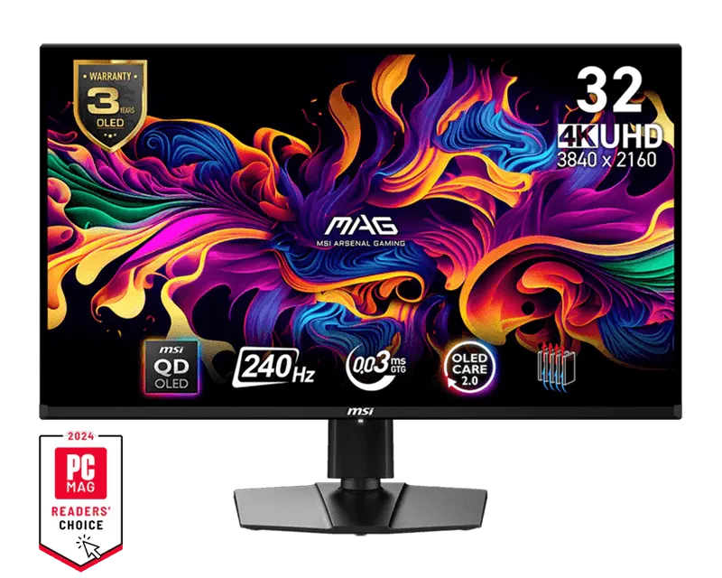 Монитор 31.5" MSI MAG 321UPX QD-OLED 3840x2160 240Hz 0.03ms 250cd/m2 1.5M:1 2xHDMI 1xDP 1xType-C HAS