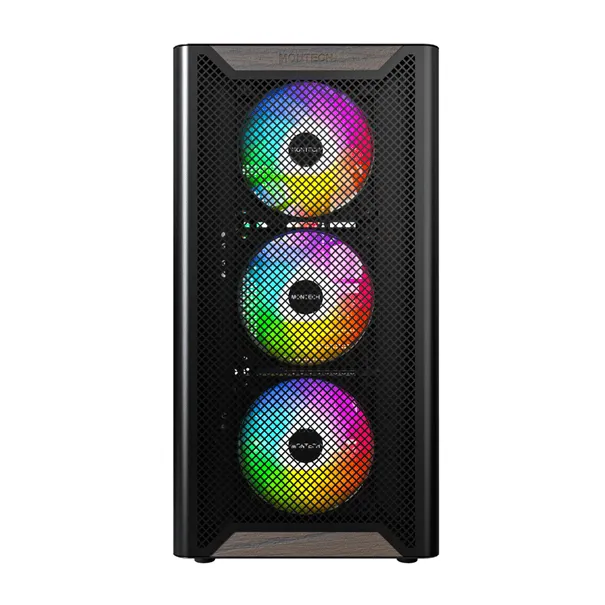 Корпус Montech XR Wood (B) ATX/Micro-ATX/Mini-ITX 2xUSB3.0 1xType-C 1xAudio 1xMic Черный — фото 2