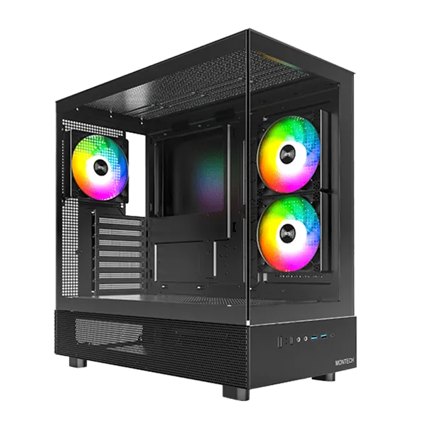 Корпус Montech XR (B) ATX/Micro-ATX/Mini-ITX 2xUSB3.0 1xType-C 1xAudio 1xMic Черный