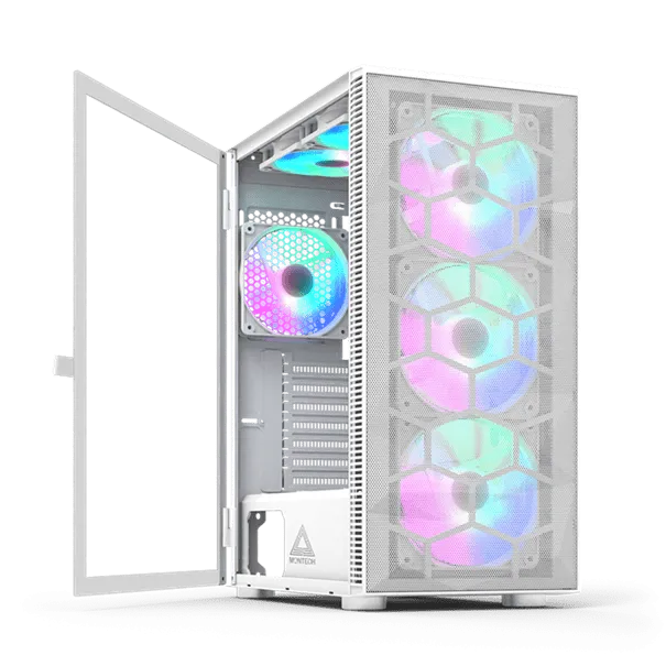 Корпус Montech X3 MESH (W) ATX/Micro-ATX/Mini-ITX 1xUSB3.0 2xUSB2.0 1xAudio 1xMic Белый — фото 2