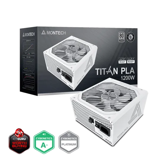 Блок питания Montech 1200W, TITAN PLA 1200W, Full Modular, 80+ PLATINUM, КПД 90%, Fan 135mm, Белый