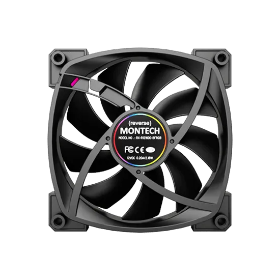 Вентилятор для корпуса Montech RX120 PWM (B) 1x(120x120x25mm)/800-1600RPM/59CFM/27dBA/Reverse Черный — фото 5