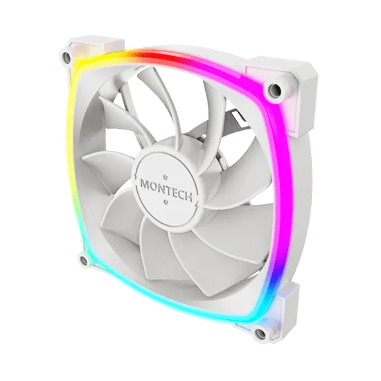 Вентилятор для корпуса Montech RX120 PWM (W) 1x(120x120x25mm)/800-1600RPM/59CFM/27dBA/Reverse Белый — фото 3