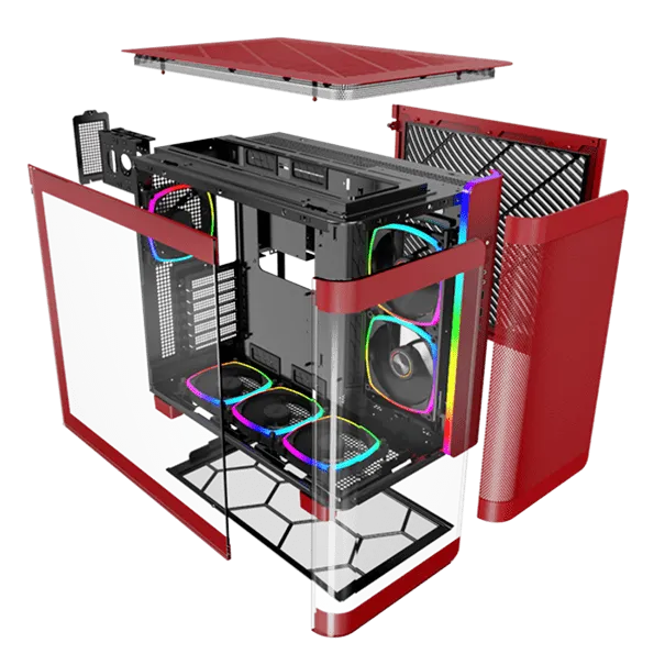 Корпус Montech KING 95 PRO (Red) ATX/Micro-ATX/Mini-ITX 2xUSB3.0 1xType-C 1xAudio 1xMic Красный — фото 9