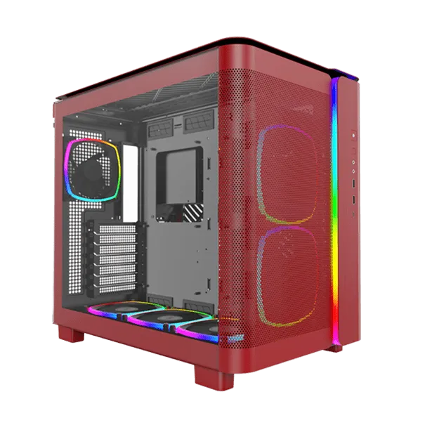 Корпус Montech KING 95 PRO (Red) ATX/Micro-ATX/Mini-ITX 2xUSB3.0 1xType-C 1xAudio 1xMic Красный — фото 2