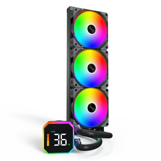 Водяное охлаждение для CPU Montech HyperFlow Digital 360 (B) TDP 350W 3x120 115x-1851/AM3-AM5 Black