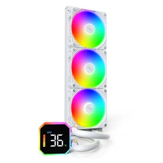 Водяное охлаждение для CPU Montech HyperFlow Digital 360 (W) TDP 350W 3x120 115x-1851/AM3-AM5 White