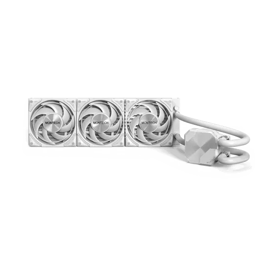 Водяное охлаждение для CPU Montech HyperFlow Silent 360 (W) TDP 350W 3x120 115x-1851/AM3-AM5 White — фото 3