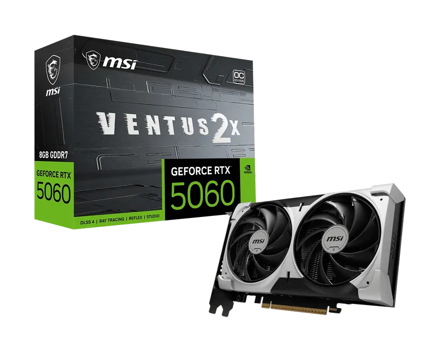 Видеокарта MSI GeForce RTX 5060 8G VENTUS 2X OC V1, 8Gb GDDR7 128bit 1xHDMI 3xDP G5060-8V2CV1
