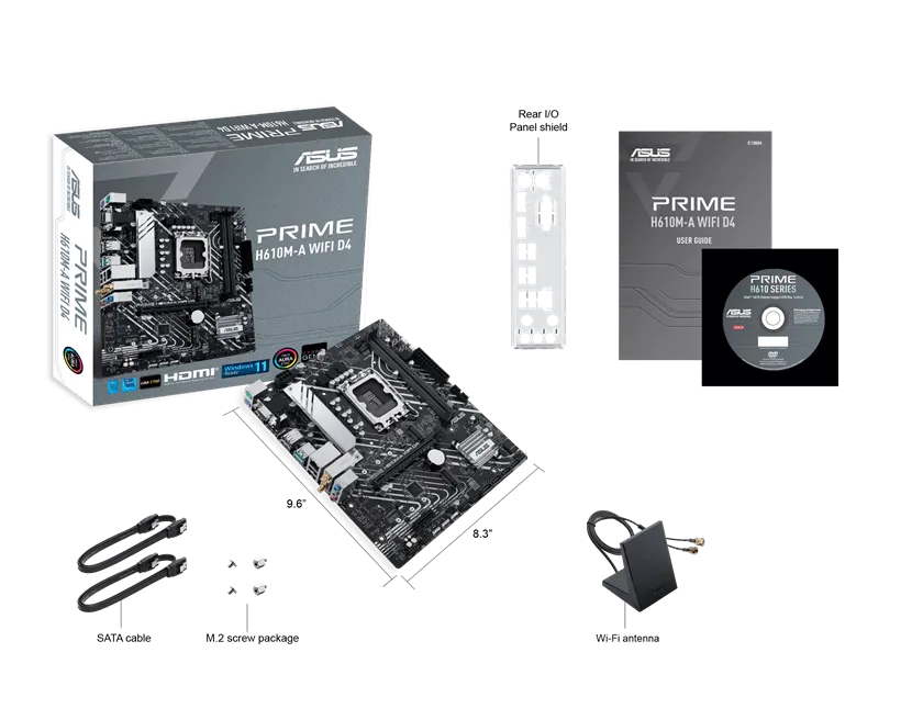 Материнская плата ASUS PRIME  H610M-A WIFI D4, LGA1700 2xDDR4 4xSATA3 2xM.2 1xD-Sub 1xHDMI 1xDP mATX — фото 6