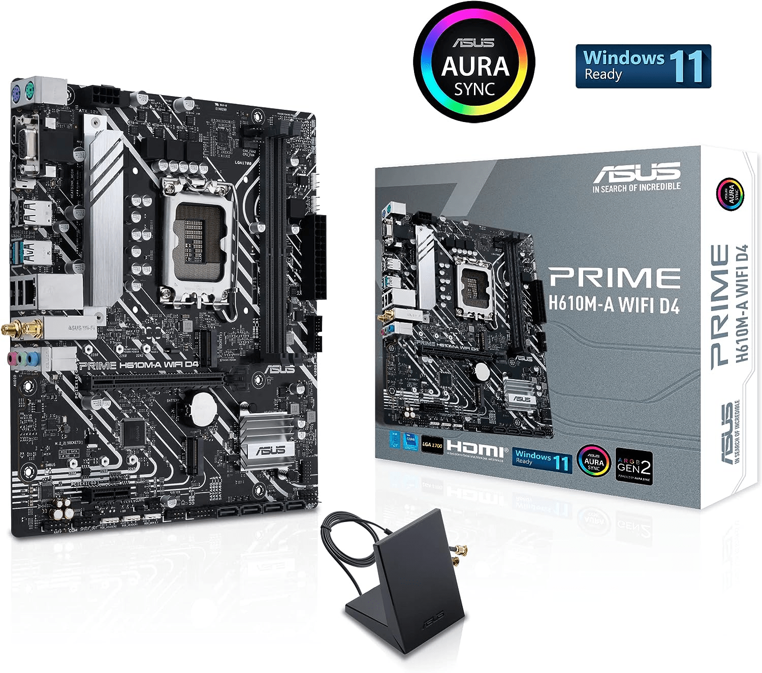 Материнская плата ASUS PRIME  H610M-A WIFI D4, LGA1700 2xDDR4 4xSATA3 2xM.2 1xD-Sub 1xHDMI 1xDP mATX