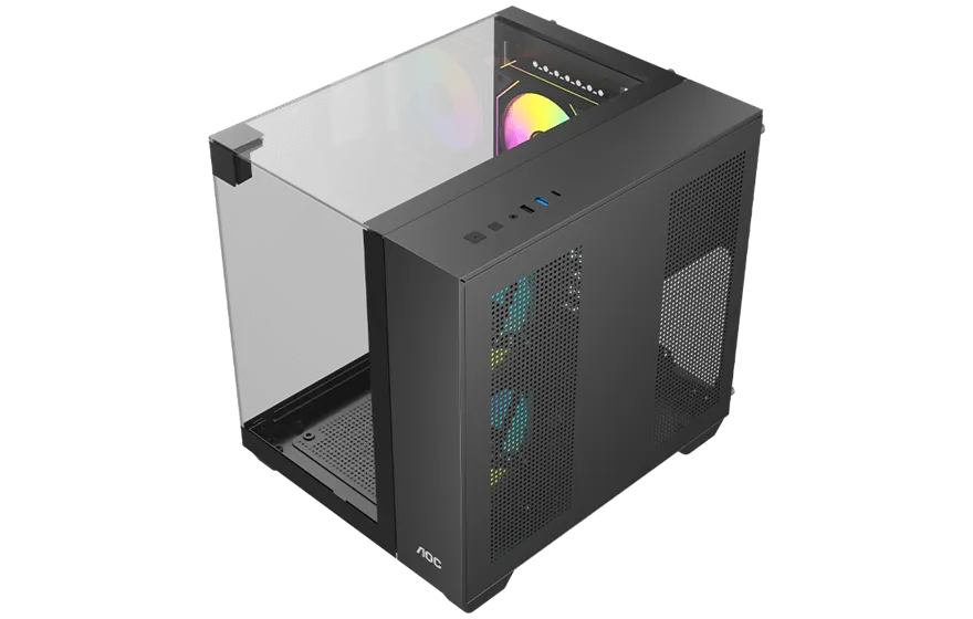 Корпус AOC CG389B 3F M-ATX/ITX 1xUSB2.0 1xUSB3.0 1xType-C 1xAudio/Mic Черный AOC-CG389-BF3V1R0T3-G — фото 6