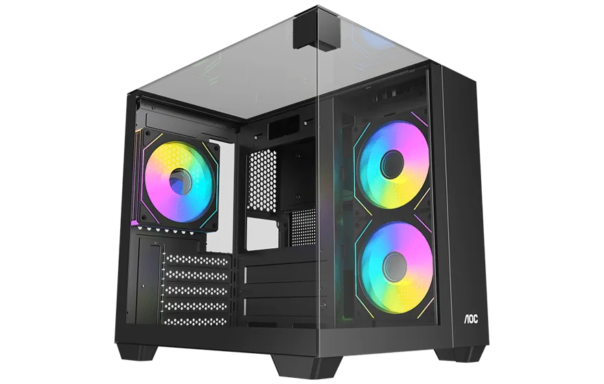 Корпус AOC CG389B 3F M-ATX/ITX 1xUSB2.0 1xUSB3.0 1xType-C 1xAudio/Mic Черный AOC-CG389-BF3V1R0T3-G