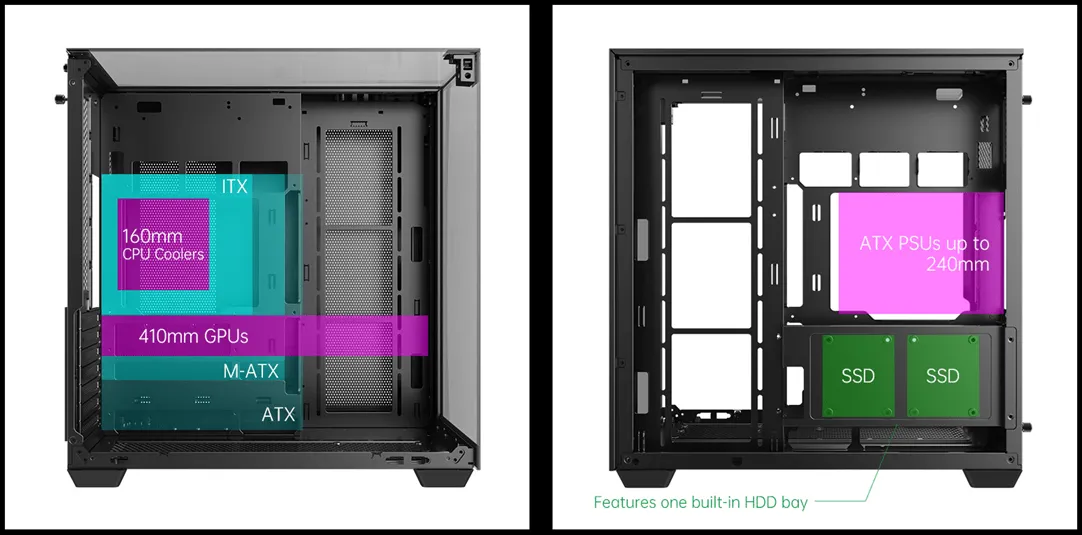 Корпус AOC CG409B 5F ATX/M-ATX/ITX 2xUSB3.0 1xType-C 1xAudio/Mic Черный AOC-CG409-BF5V1R0T3-G — фото 12