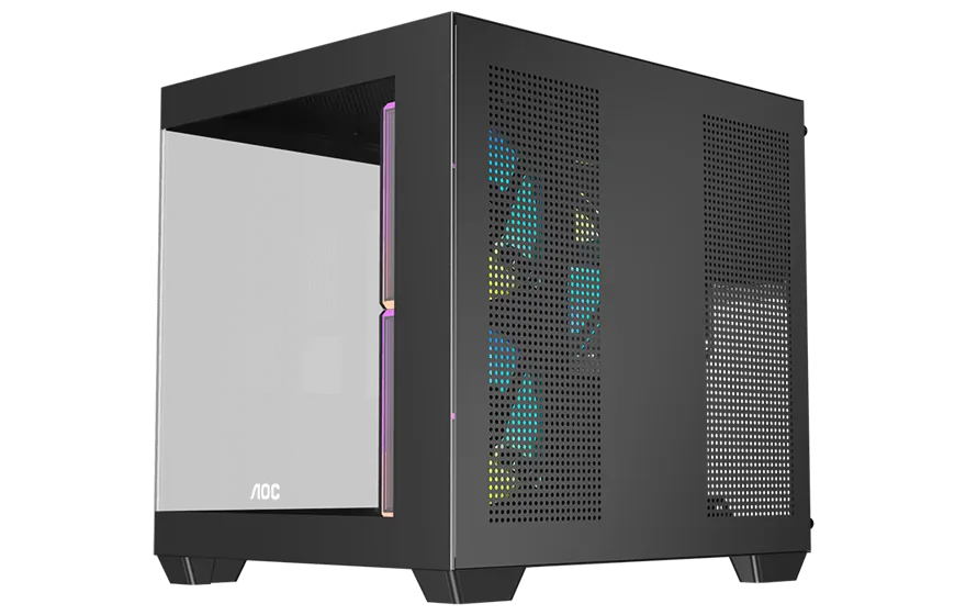 Корпус AOC CG381B 3F M-ATX/ITX 1xUSB2.0 1xUSB3.0 1xType-C 1xAudio/Mic Черный AOC-CG381-BF3V1R0T2-G — фото 6