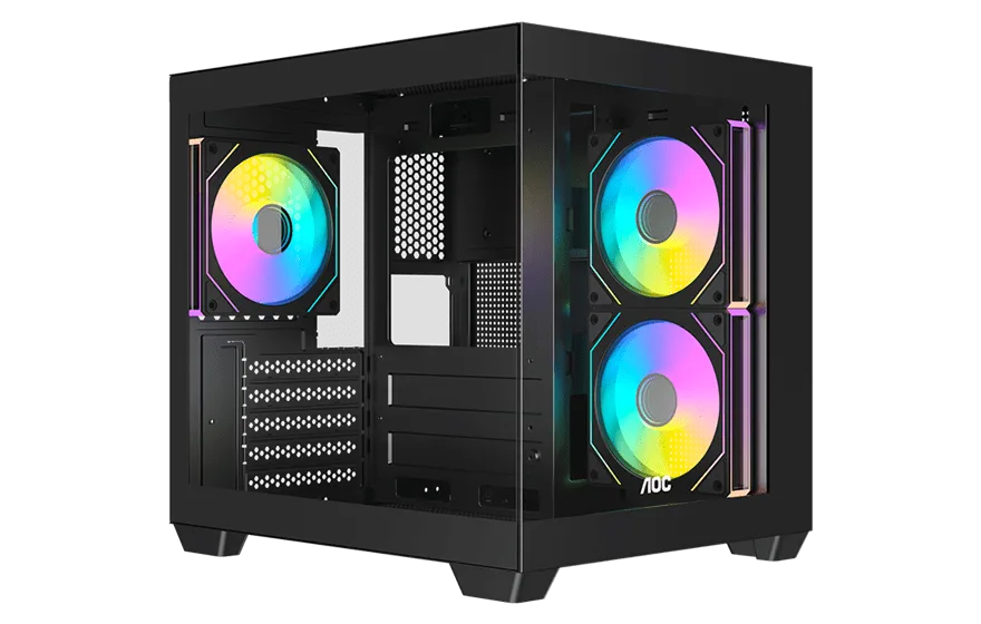 Корпус AOC CG381B 3F M-ATX/ITX 1xUSB2.0 1xUSB3.0 1xType-C 1xAudio/Mic Черный AOC-CG381-BF3V1R0T2-G — фото 2