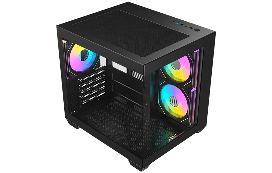 Корпус AOC CG381B 3F M-ATX/ITX 1xUSB2.0 1xUSB3.0 1xType-C 1xAudio/Mic Черный AOC-CG381-BF3V1R0T2-G — фото 3