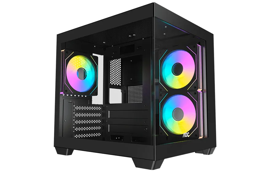 Корпус AOC CG381B 3F M-ATX/ITX 1xUSB2.0 1xUSB3.0 1xType-C 1xAudio/Mic Черный AOC-CG381-BF3V1R0T2-G