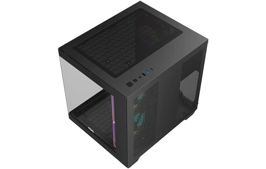Корпус AOC CG381B 3F M-ATX/ITX 1xUSB2.0 1xUSB3.0 1xType-C 1xAudio/Mic Черный AOC-CG381-BF3V1R0T2-G — фото 7