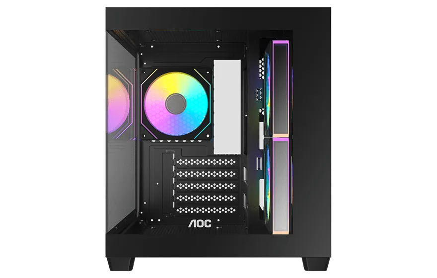 Корпус AOC CG381B 3F M-ATX/ITX 1xUSB2.0 1xUSB3.0 1xType-C 1xAudio/Mic Черный AOC-CG381-BF3V1R0T2-G — фото 5