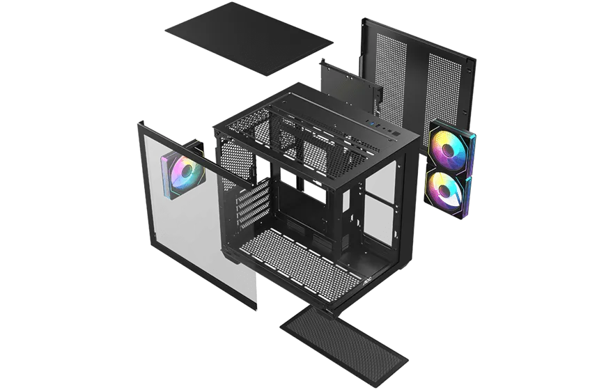 Корпус AOC CG391B 3F M-ATX/ITX 1xUSB2.0 1xUSB3.0 1xType-C 1xAudio/Mic Черный AOC-CG391-BF3V1R0T2-G — фото 9