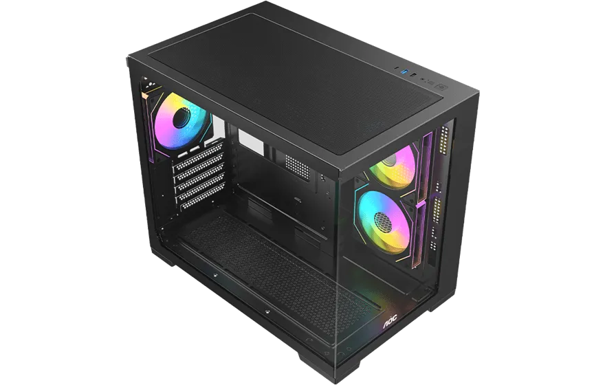 Корпус AOC CG392B 3F M-ATX/ITX 1xUSB2.0 1xUSB3.0 1xType-C 1xAudio/Mic Черный AOC-CG392-BF3V2R0T2-G — фото 3