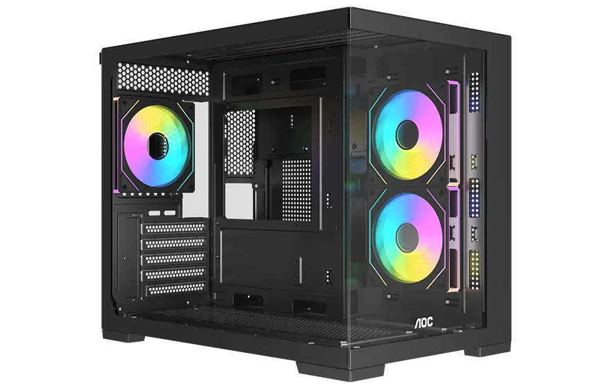 Корпус AOC CG392B 3F M-ATX/ITX 1xUSB2.0 1xUSB3.0 1xType-C 1xAudio/Mic Черный AOC-CG392-BF3V2R0T2-G — фото 2