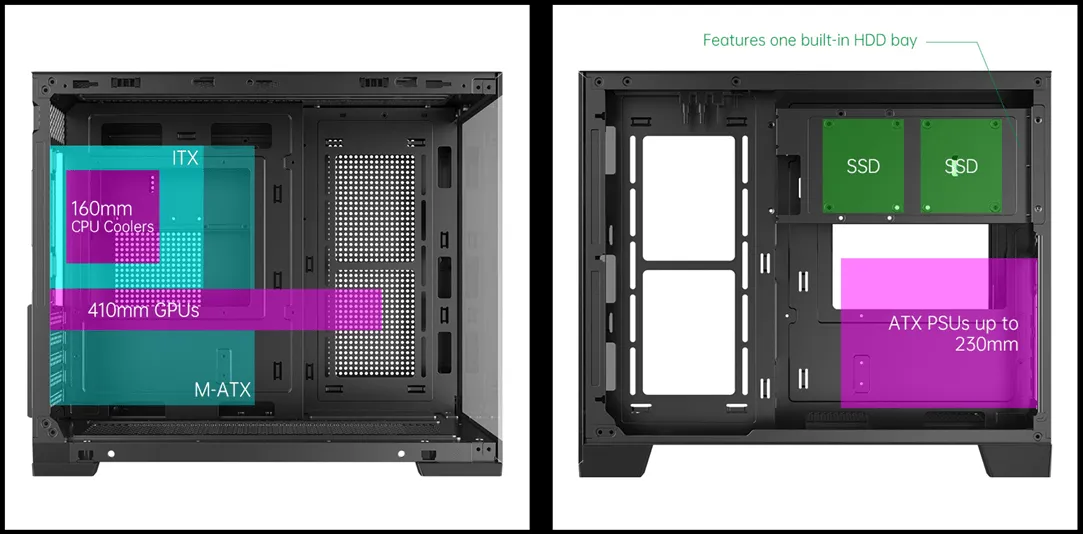 Корпус AOC CG392B 3F M-ATX/ITX 1xUSB2.0 1xUSB3.0 1xType-C 1xAudio/Mic Черный AOC-CG392-BF3V2R0T2-G — фото 13