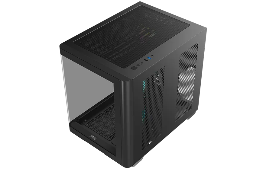 Корпус AOC CG350B 3F M-ATX/ITX 1xUSB2.0 1xUSB3.0 1xType-C 1xAudio/Mic Черный AOC-CG350-BF3V1R0W2-G — фото 6