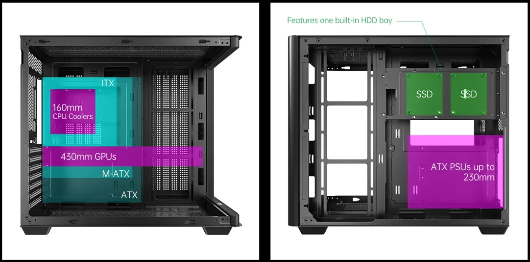 Корпус AOC CG455B 4F ATX/M-ATX/ITX 2xUSB3.0 1xType-C 1xAudio/Mic Черный AOC-CG455-BF4V1R0W2-G — фото 13