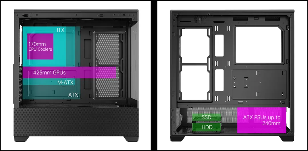 Корпус AOC CG393B 3F ATX/M-ATX/ITX 2xUSB(2.0/3.0) 1xType-C 1xAudio/Mic Черный AOC-CG393-BF3V1R0UD-G — фото 13