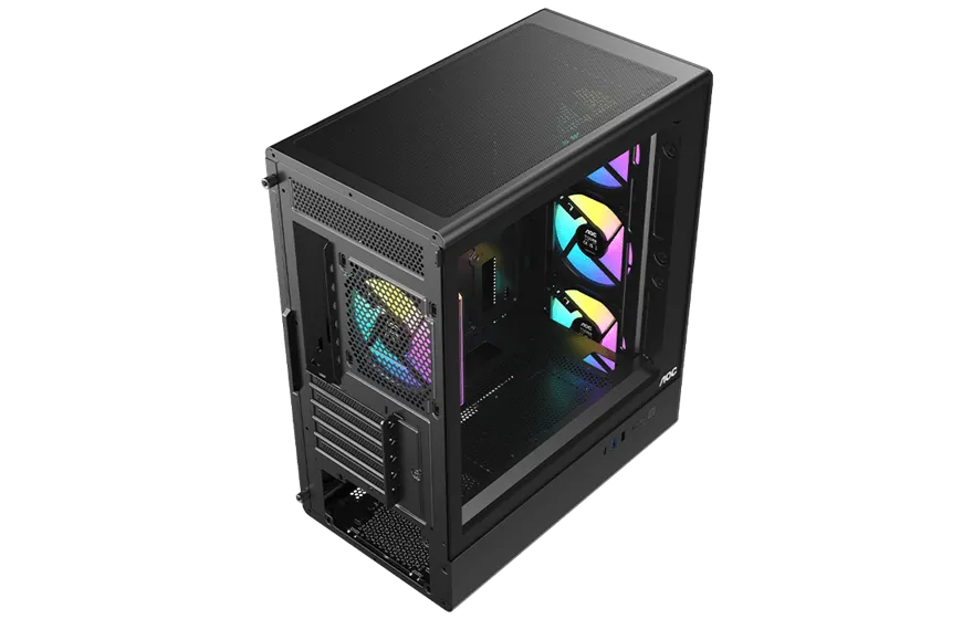Корпус AOC CG450B 4F M-ATX/ITX 1xUSB2.0 1xUSB3.0 1xType-C 1xAudio/Mic Черный AOC-CG450-BF4V1R0UD-G — фото 8