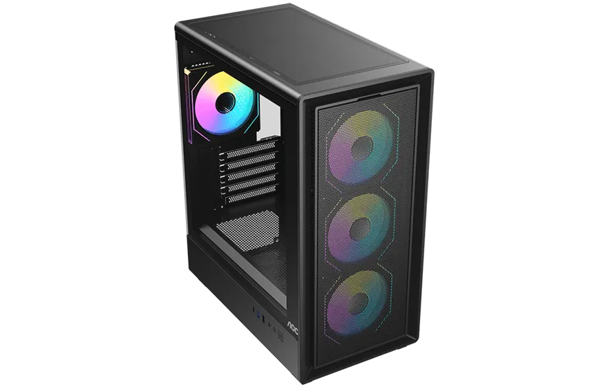 Корпус AOC CG450B 4F M-ATX/ITX 1xUSB2.0 1xUSB3.0 1xType-C 1xAudio/Mic Черный AOC-CG450-BF4V1R0UD-G — фото 3