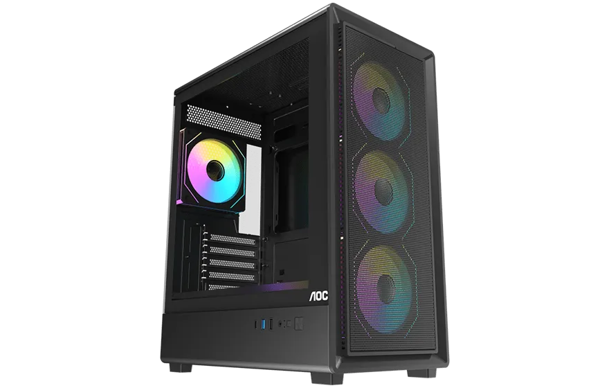 Корпус AOC CG450B 4F M-ATX/ITX 1xUSB2.0 1xUSB3.0 1xType-C 1xAudio/Mic Черный AOC-CG450-BF4V1R0UD-G