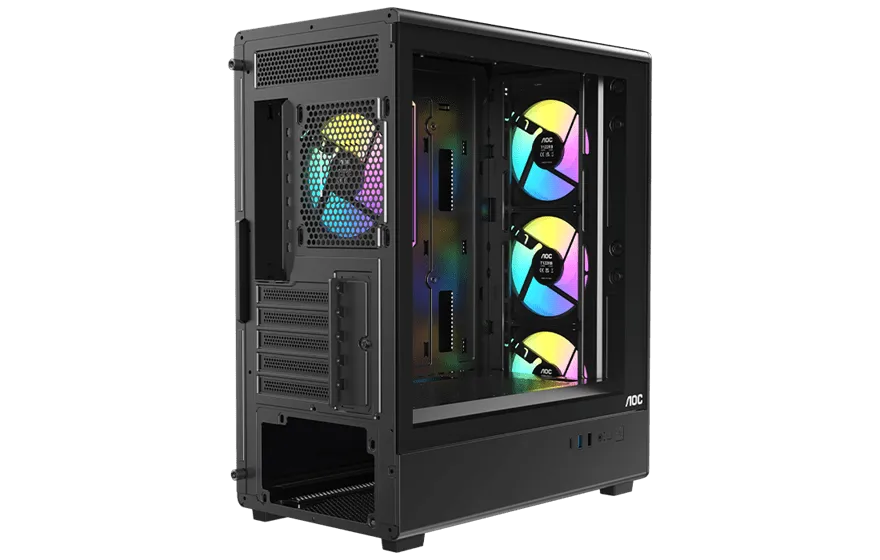 Корпус AOC CG450B 4F M-ATX/ITX 1xUSB2.0 1xUSB3.0 1xType-C 1xAudio/Mic Черный AOC-CG450-BF4V1R0UD-G — фото 9
