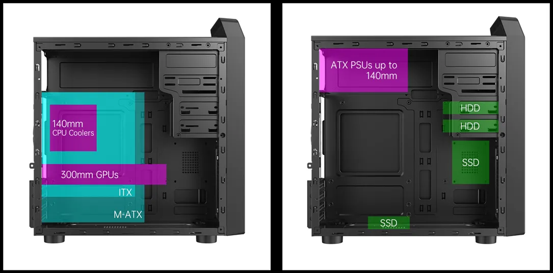 Корпус AOC CB104B M-ATX/ITX 2xUSB2.0 1xUSB3.0 1xAudio 1xMic Kensington Черный AOC-CB104-BEV1B-G — фото 12