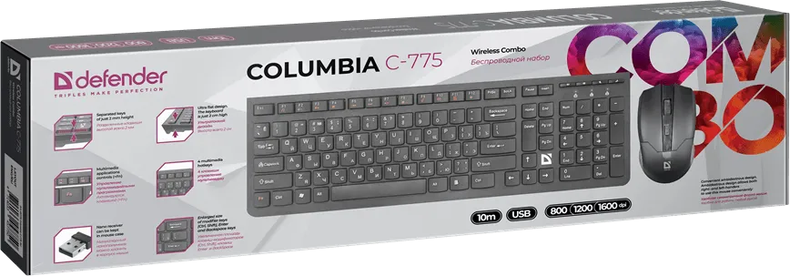 Набор беспроводный Defender Columbia C-775 (черный), USB 2.4ГГ — фото 6