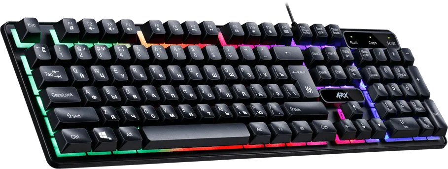 Клавиатура проводная игровая Defender Arx GK-196L, ENG/RUS, USB, радужная подсветка, НОВИНКА! — фото 2