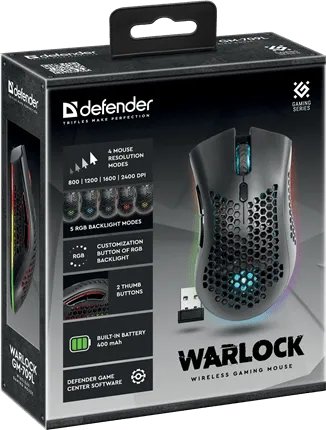 Мышь беспроводная игровая Defender Warlock GM-709L RGB,8кнопок,2400dpi — фото 7