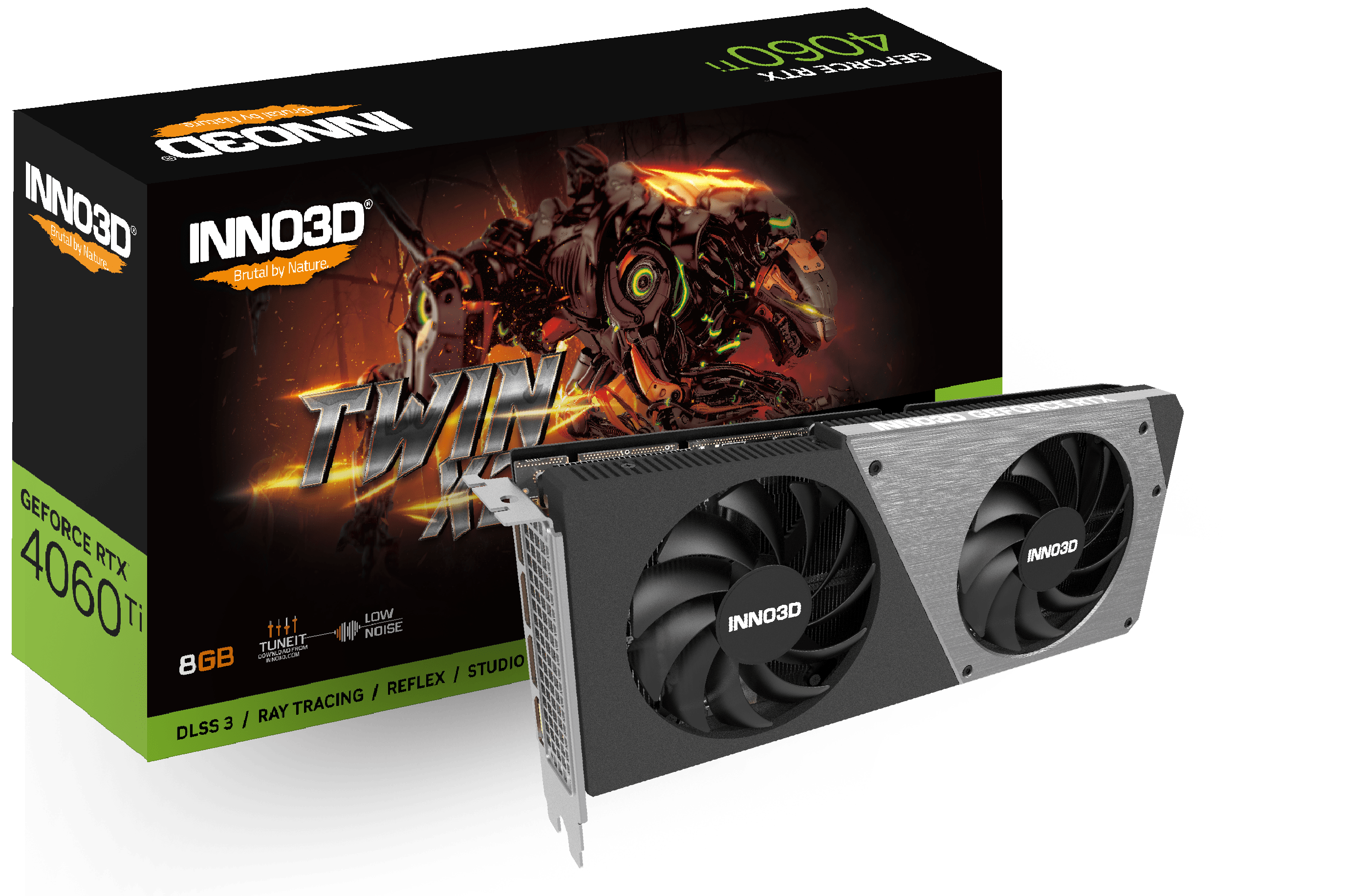 Видеокарта Inno3D GeForce RTX4060Ti 8Gb TWIN X2  GDDR6 128-bit HDMI 3xDP N406T2-08D6-171153N